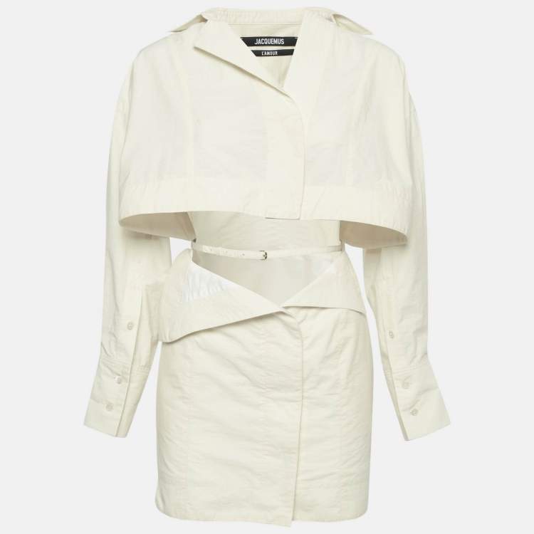 Pre Owned Jacquemus Cream Cotton Cut-Out Detail L'amour Mini Dress XS