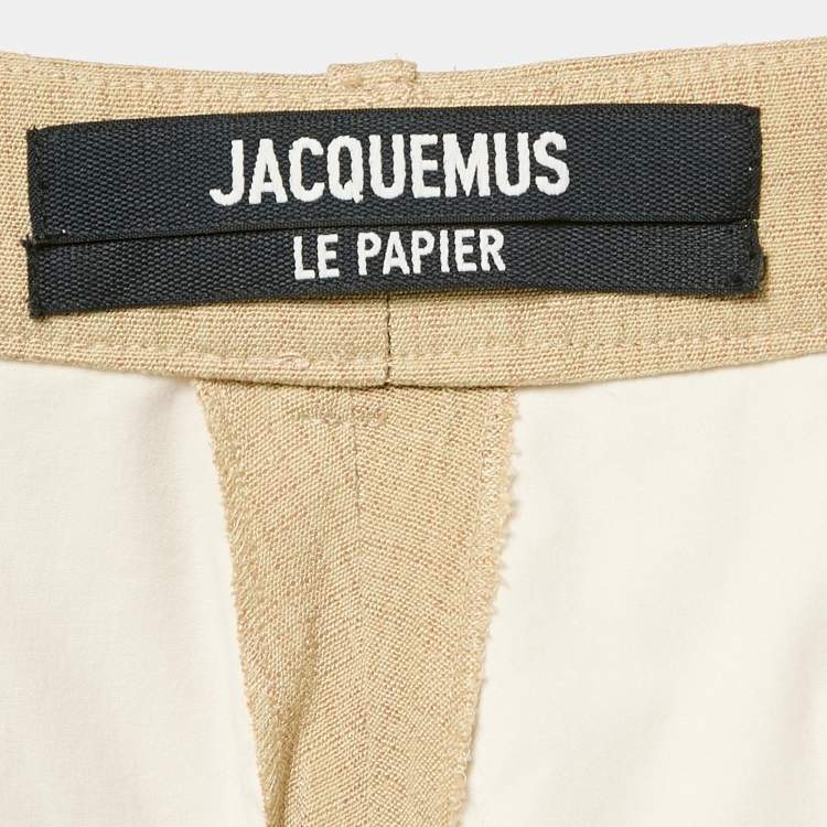 Pre Owned Jacquemus Beige Silk Blend High Rise Le Papier Trousers M