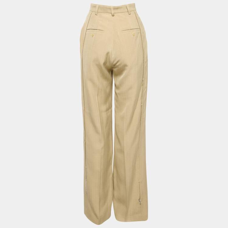 Pre Owned Jacquemus Beige Silk Blend High Rise Le Papier Trousers M