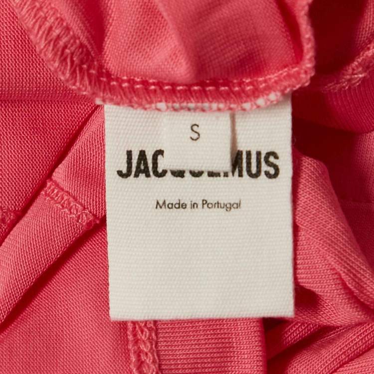 Pre Owned Jacquemus Pink Cotton knit & Lyocell Knit Le Double Crop T-Shirt S