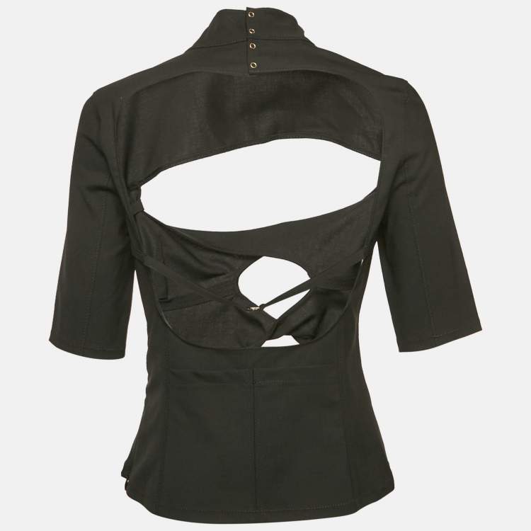Pre Owned Jacquemus Black Crepe Palmi Twist-Front Top M