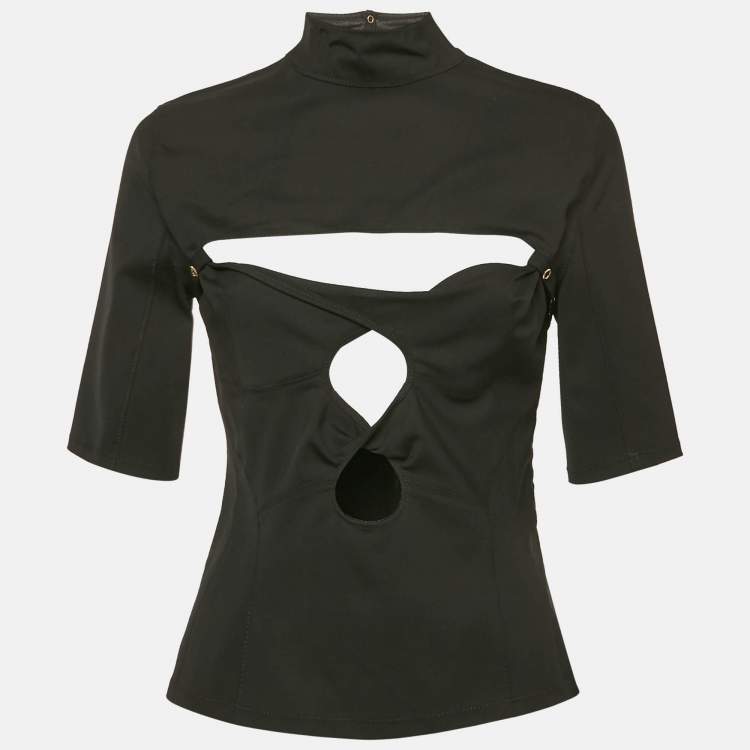 Pre Owned Jacquemus Black Crepe Palmi Twist-Front Top M