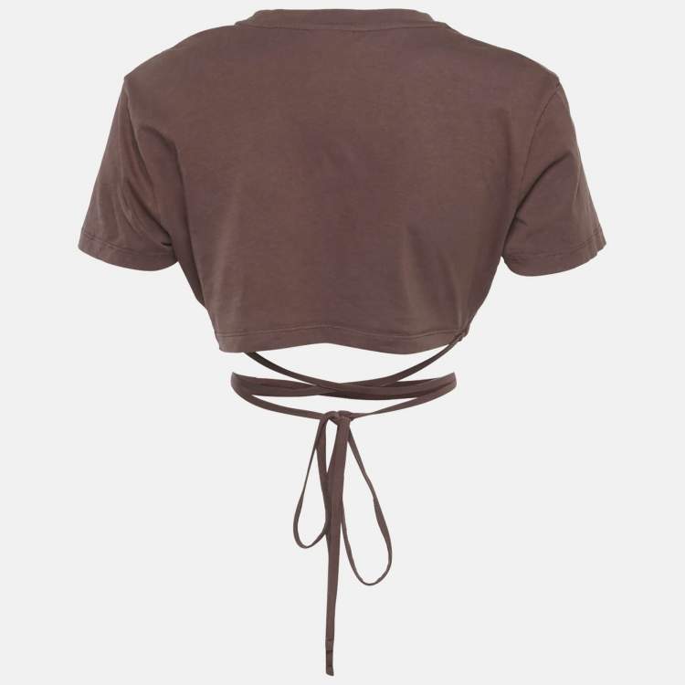 Pre Owned Jacquemus Brown Jersey Le Baci Crop Top M