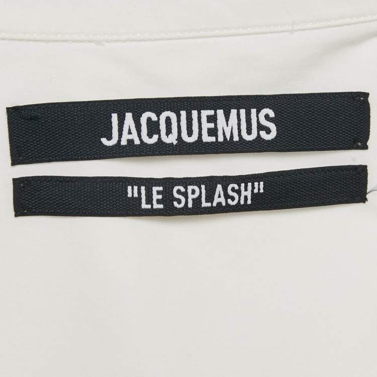 Pre Owned Jacquemus White Poplin Asymmetric Crop Top S