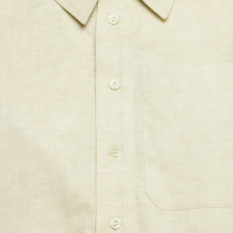 Pre Owned Jacquemus Light Green Cotton and Linen Button Front Cut-Out Mini Dress L