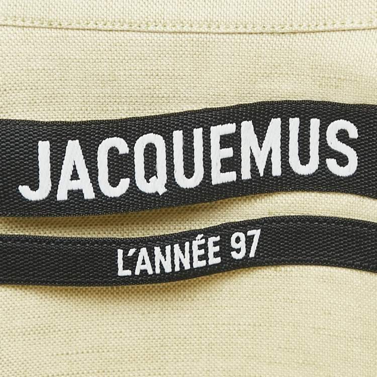 Pre Owned Jacquemus Light Green Cotton and Linen Button Front Cut-Out Mini Dress L