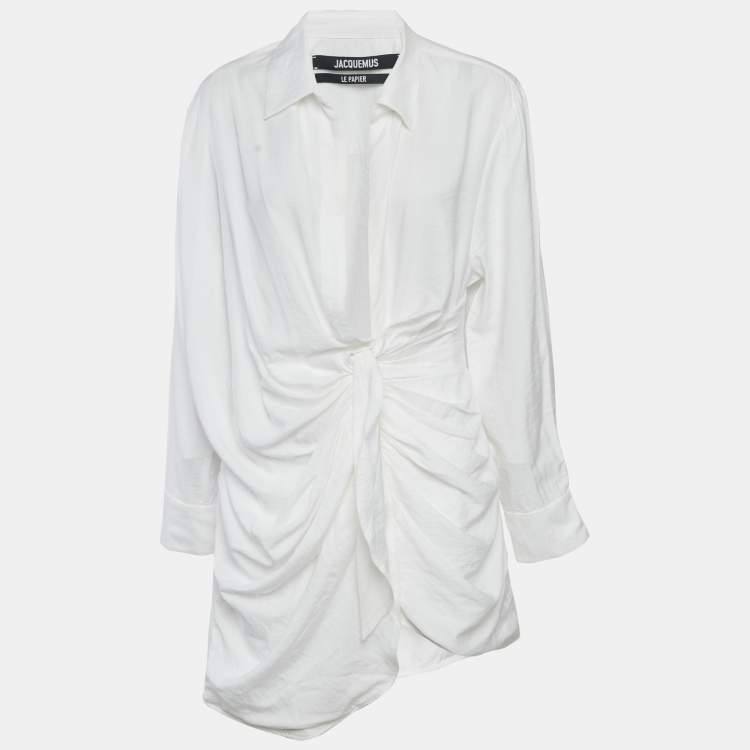 Pre Owned Jacquemus White Cotton Le Papier Mini Shirt Dress M