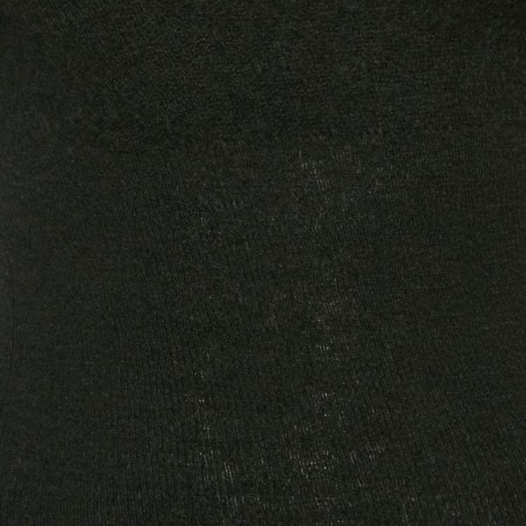 Pre Owned Jacquemus Black Mohair Rib Knit Off Shoulder Cut-Out Midi Dress M