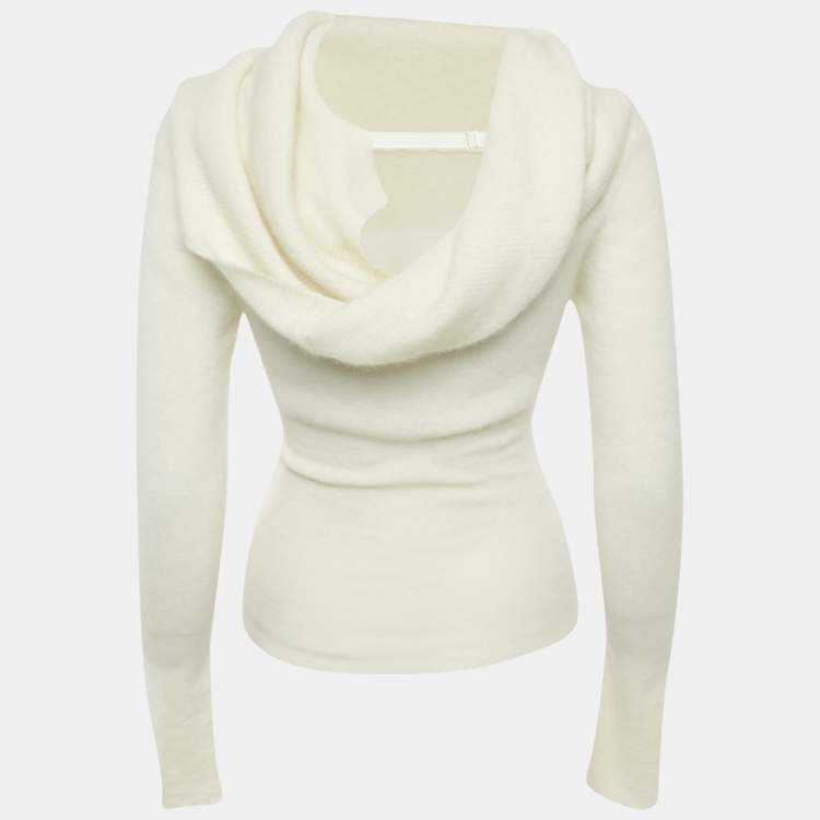 Pre Owned Jacquemus Cream Cashmere Knit Back Open Sweater M