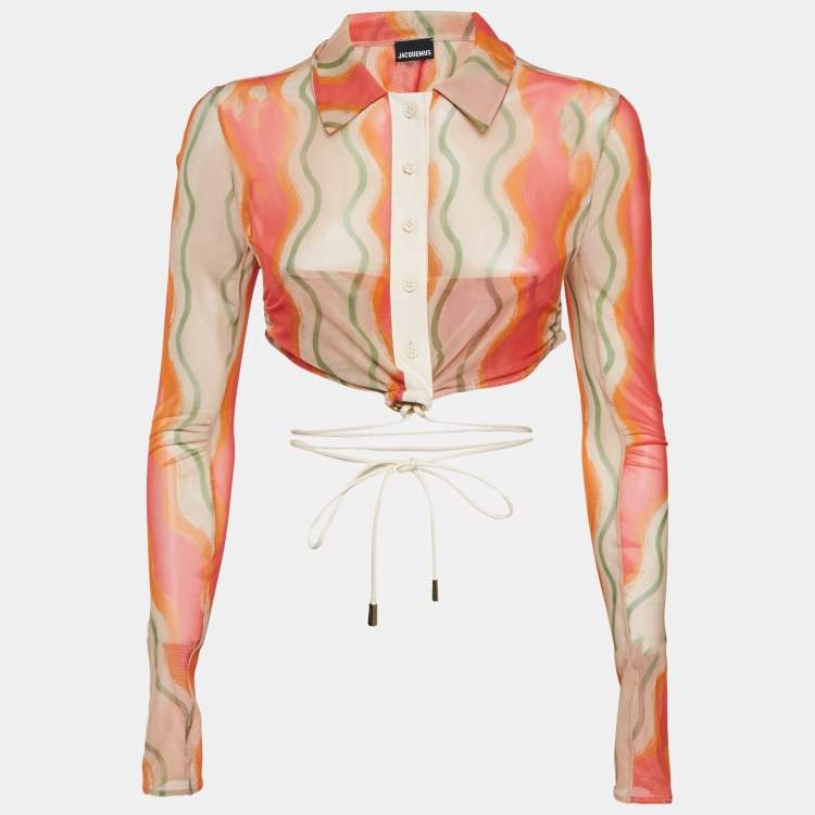 Pre Owned Jacquemus Multicolor Mesh Le Raphia La Chemise Abaca Crop Top L
