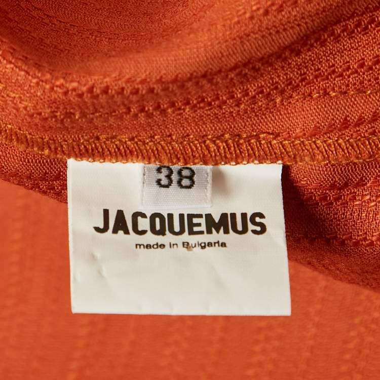 Pre Owned Jacquemus Orange Linen Blend Le Souk Wrap Dress M