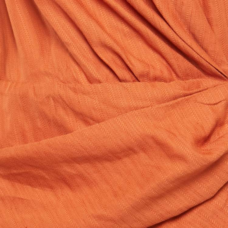 Pre Owned Jacquemus Orange Linen Blend Le Souk Wrap Dress M