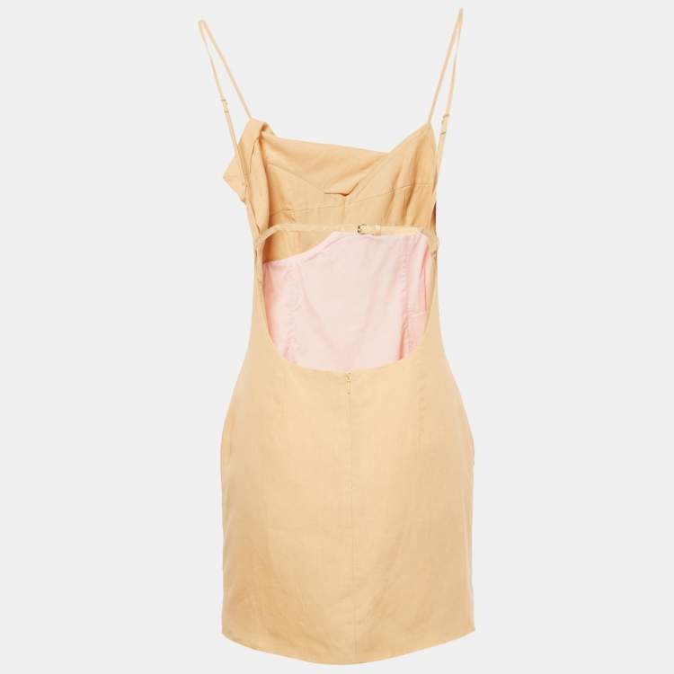 Pre Owned Jacquemus Beige Linen La'Amour Mini Dress S