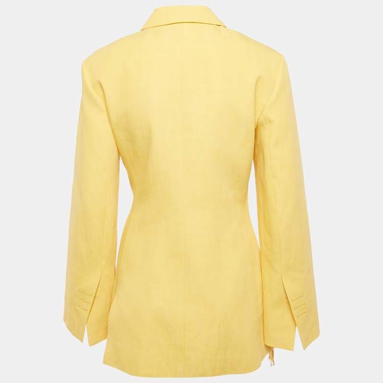 Pre Owned Jacquemus Yellow Linen Blend Double Breasted Blazer S