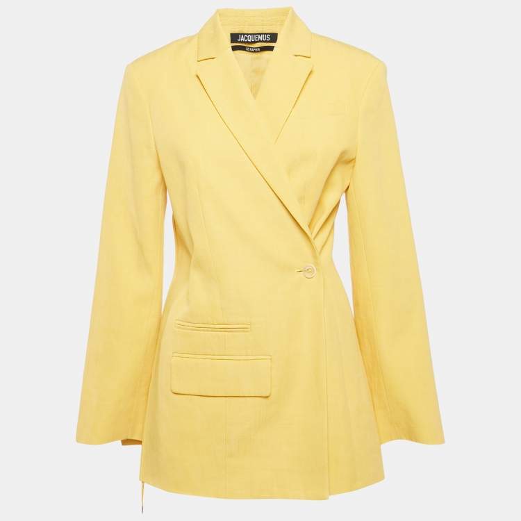 Pre Owned Jacquemus Yellow Linen Blend Double Breasted Blazer S