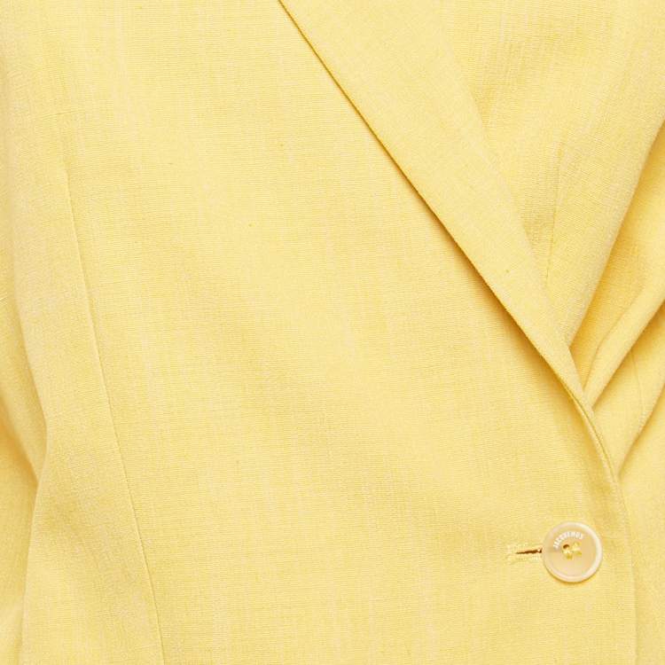 Pre Owned Jacquemus Yellow Linen Blend Double Breasted Blazer S