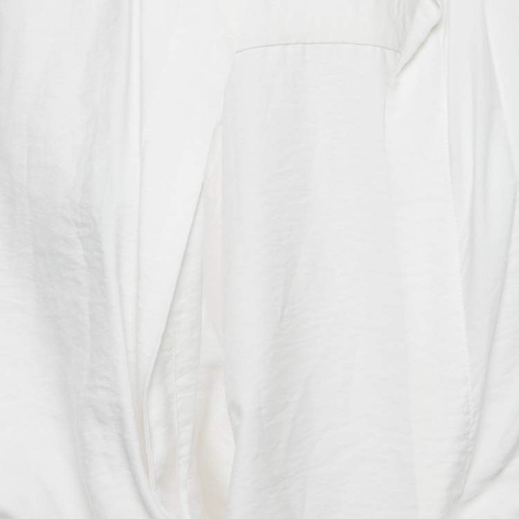 Pre Owned Jacquemus White Viscose Tie-Up Detail Le Raphia Blouse XS