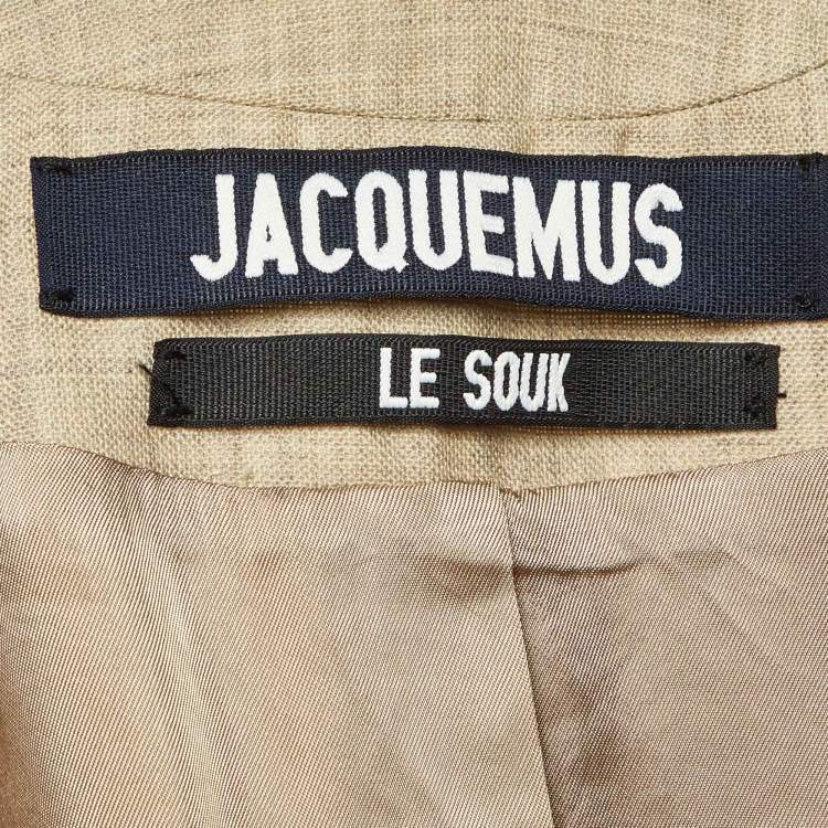 Pre Owned Jacquemus Beige Wool Le Souk Draped Sleeve Jacket M