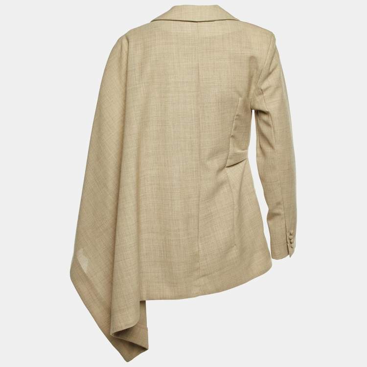 Pre Owned Jacquemus Beige Wool Le Souk Draped Sleeve Jacket M