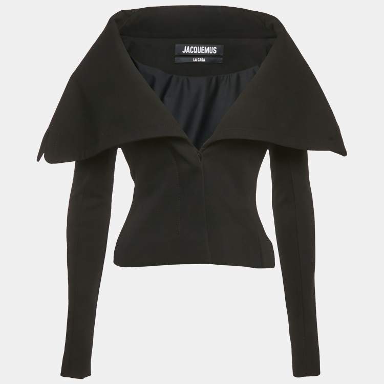 Pre Owned Jacquemus Black Jersey  Draped Collar The Cuadrada La Casa Jacket S