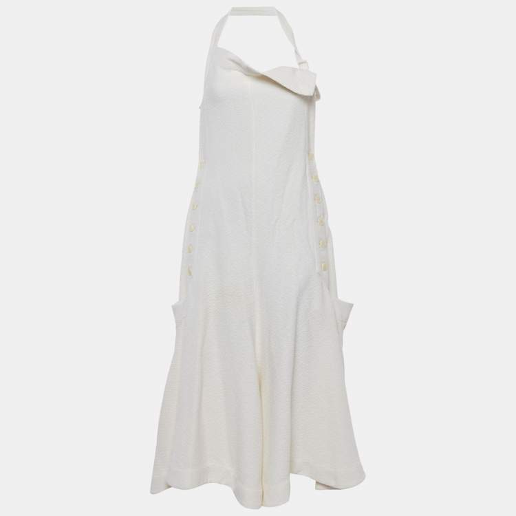 Pre Owned Jacquemus Off-White Wool Blend Adjustable Long La Collectionneuse Apron Dress M