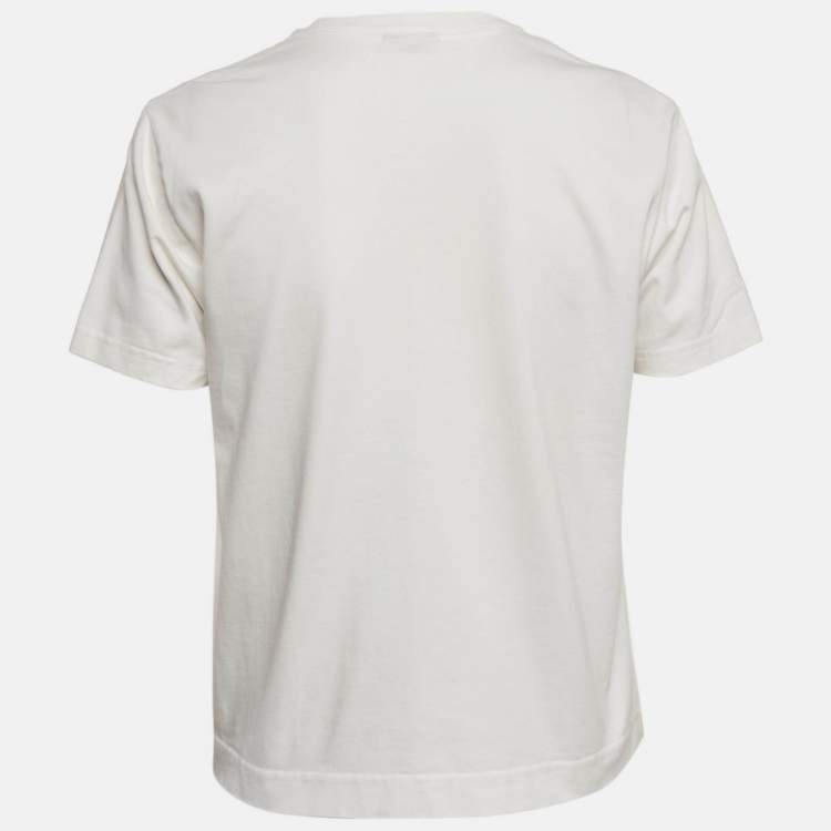 Pre Owned Jacquemus White Doddle Logo Print Jersey T-Shirt S