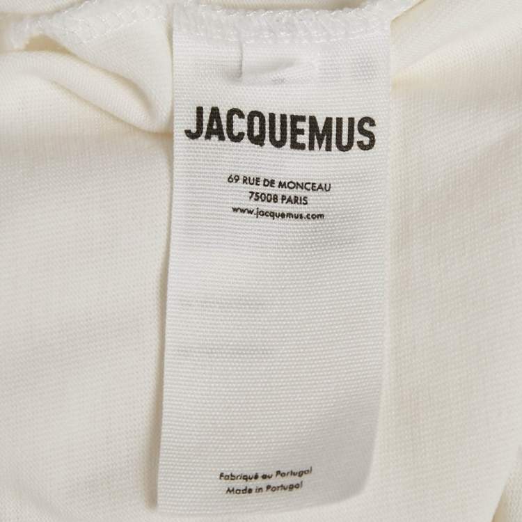 Pre Owned Jacquemus White Doddle Logo Print Jersey T-Shirt S