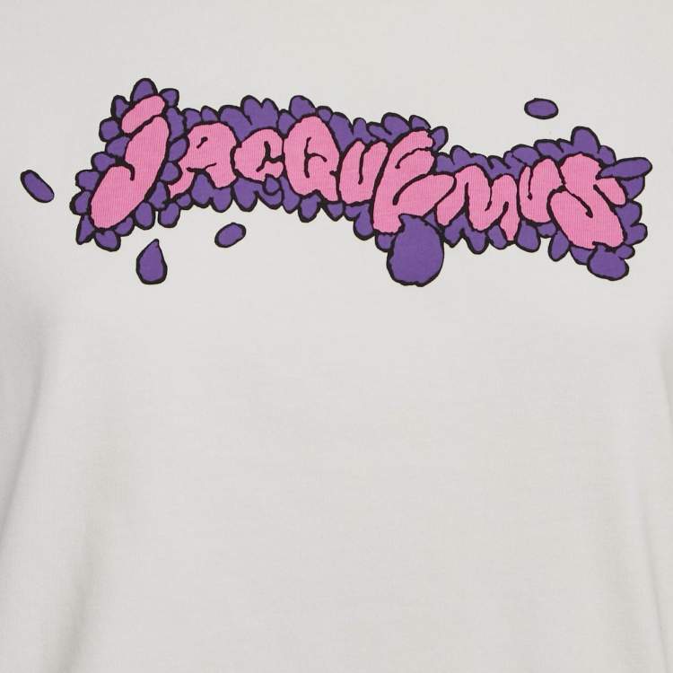 Pre Owned Jacquemus White Doddle Logo Print Jersey T-Shirt S