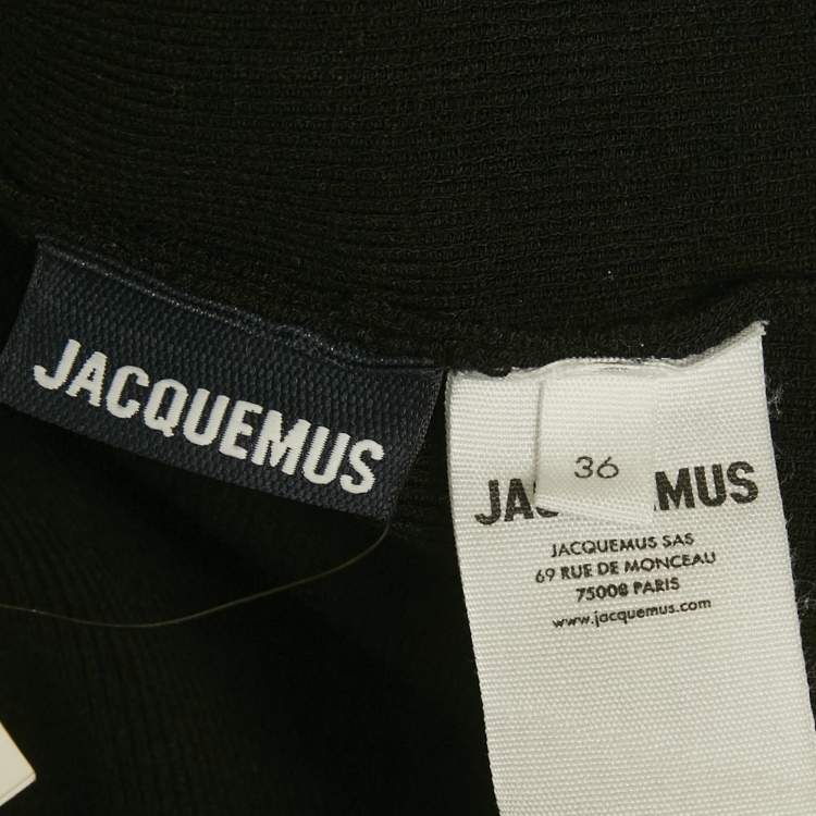 Pre Owned Jacquemus Black Rib Knit Detachable Ruffle Detail Mini Bodycon Dress S 