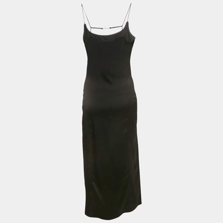 Pre Owned Jacquemus Black Satin Sleeveless Slip Dress S 
