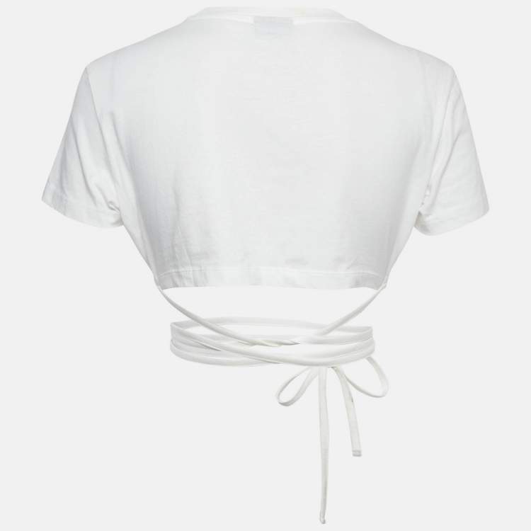 Pre Owned Jacquemus White Jersey Tie-Up Le Baci Crop Top S