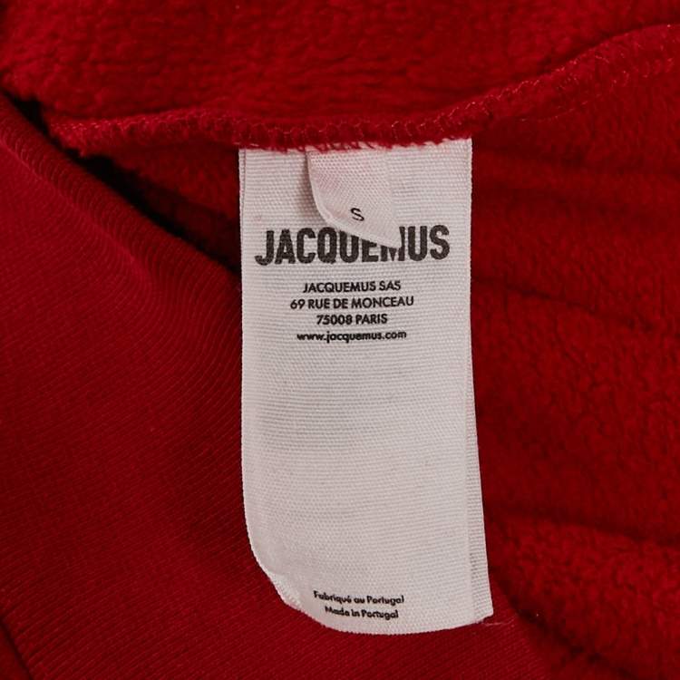 Pre Owned Jacquemus Red Cotton Gross Grain Hooded Sweatshirt S 