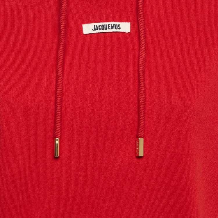 Pre Owned Jacquemus Red Cotton Gross Grain Hooded Sweatshirt S 