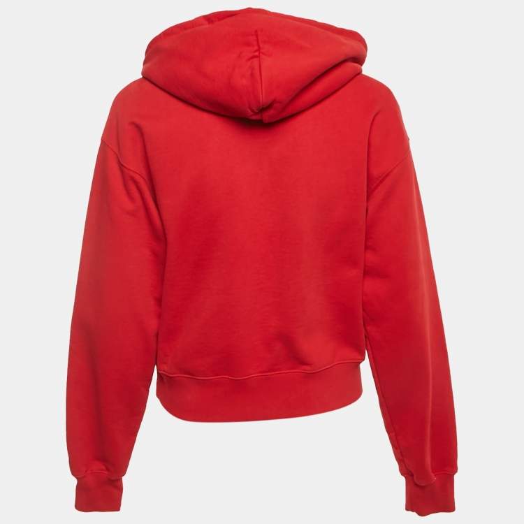Pre Owned Jacquemus Red Cotton Gross Grain Hooded Sweatshirt S 