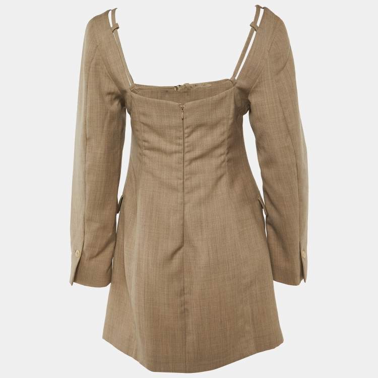 Pre Owned Jacquemus Beige Wool Mini Dress S