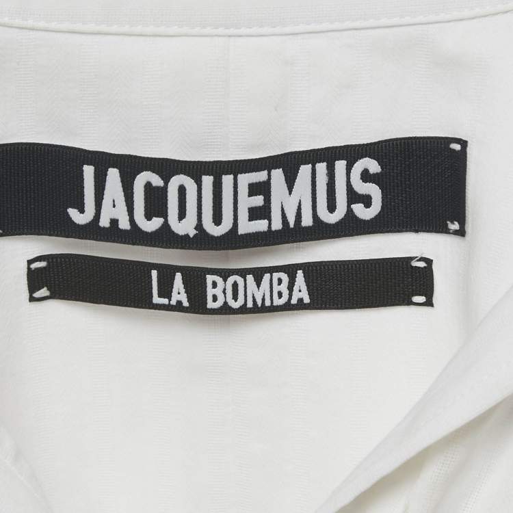 Pre Owned Jacquemus White Cotton Ruched Detail La Bomba Shirt M