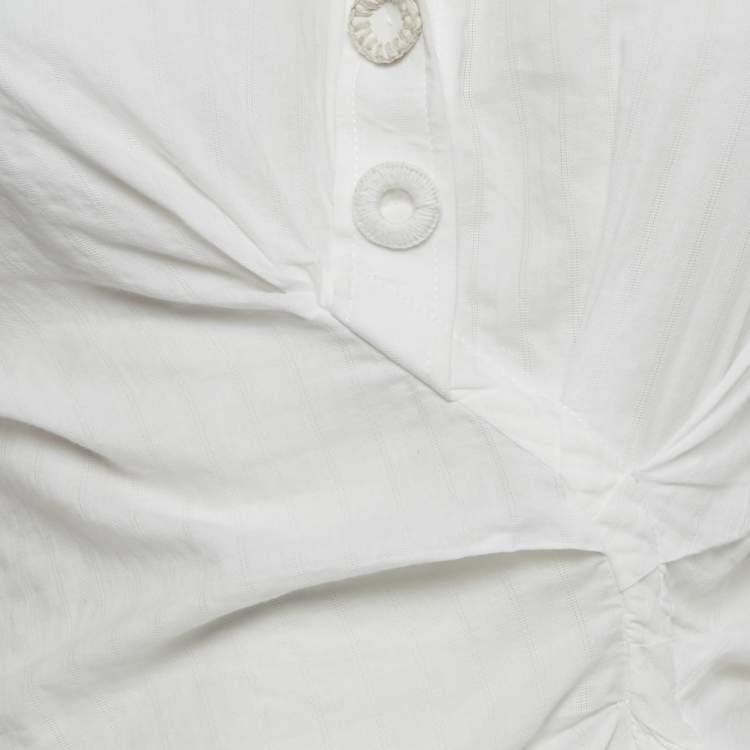 Pre Owned Jacquemus White Cotton Ruched Detail La Bomba Shirt M