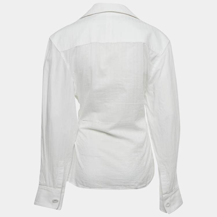 Pre Owned Jacquemus White Cotton Ruched Detail La Bomba Shirt M