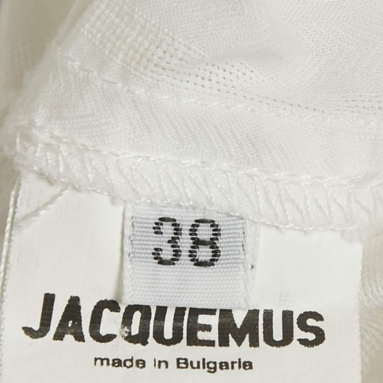 Pre Owned Jacquemus White Cotton Ruched Detail La Bomba Shirt M