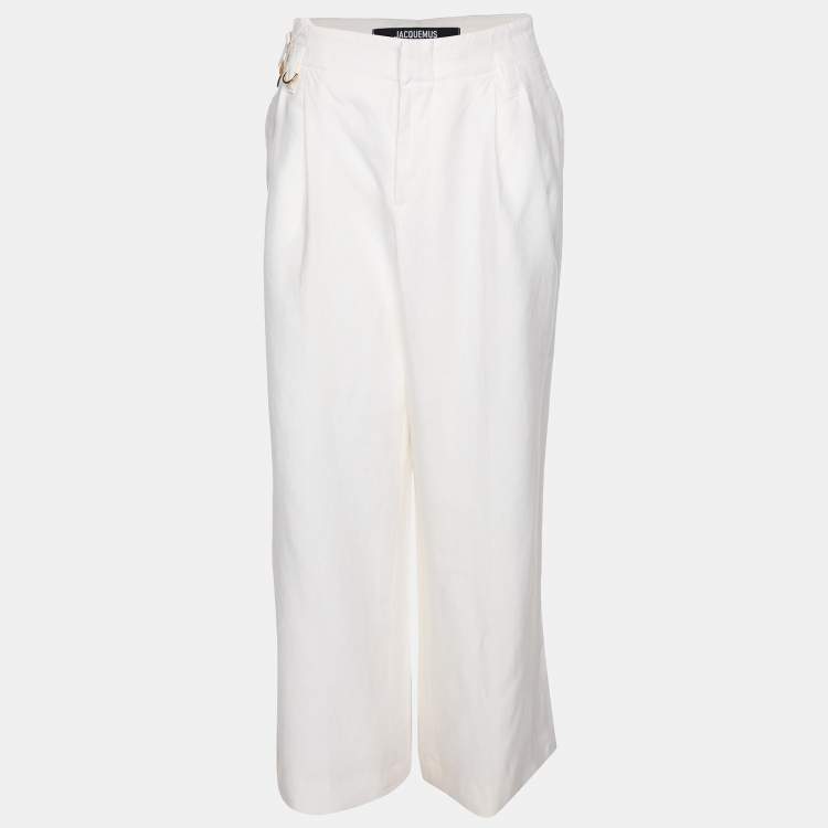 Pre Owned Jacquemus White Linen Trousers M