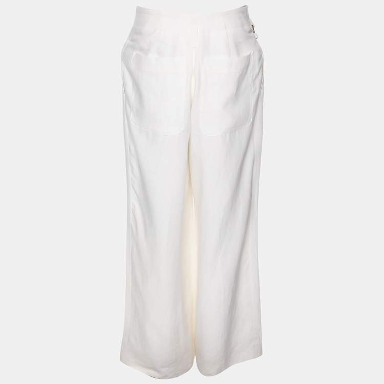 Pre Owned Jacquemus White Linen Trousers M