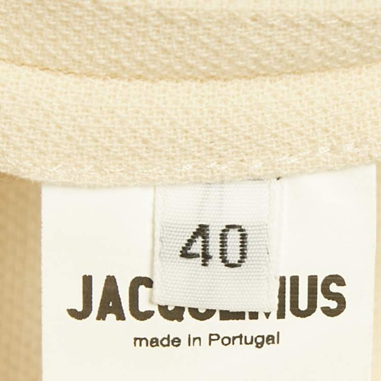 Pre Owned Jacquemus Black/Beige Rib Knit and Cotton Asymmetric Midi Dress M