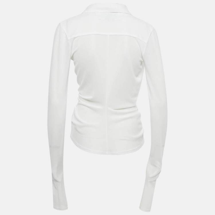 Pre Owned Jacquemus White Crepe Long Sleeve La Riviera Top M