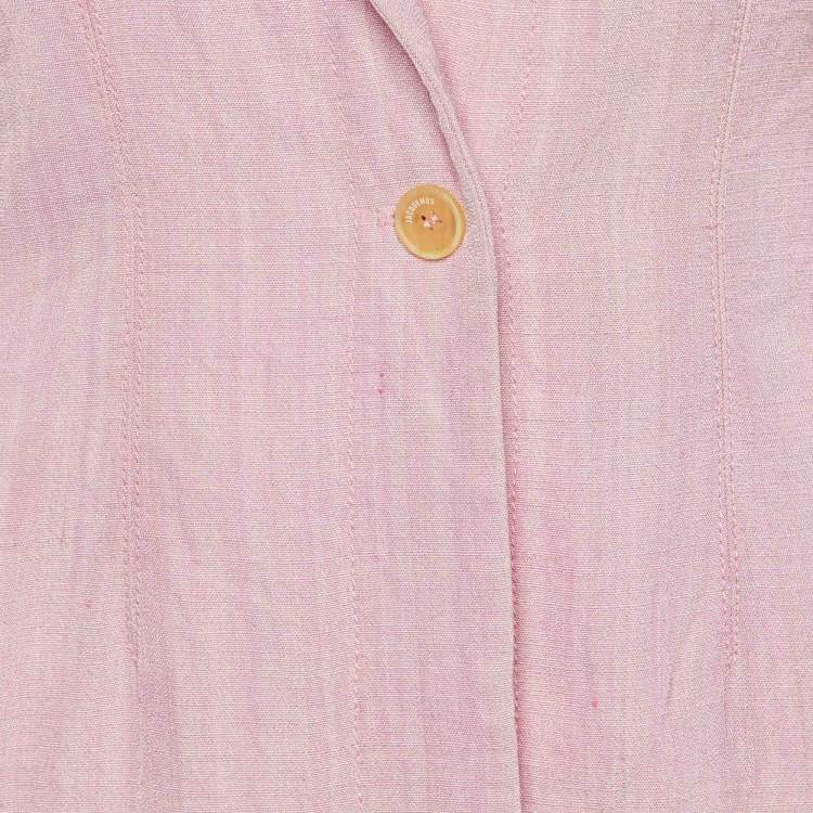 Pre Owned Jacquemus Pink Silk Blend Button Front Blazer S