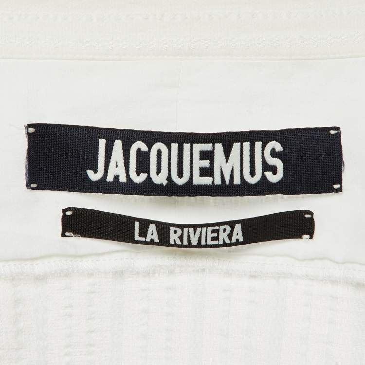 Pre Owned Jacquemus White  Textured Viscose Wrap Top S