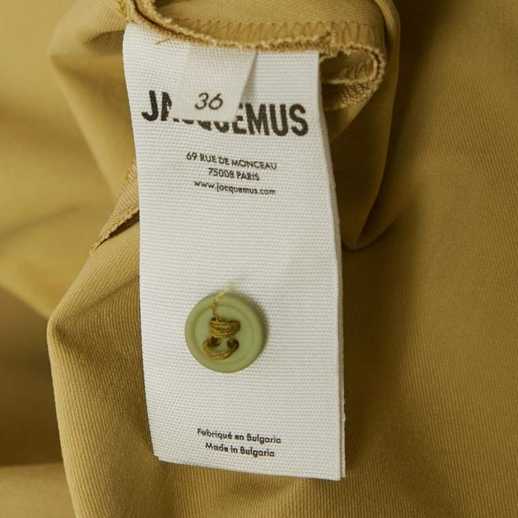 Pre Owned Jacquemus Green Cotton Blend Draped Le Raphia Shirt Dress S