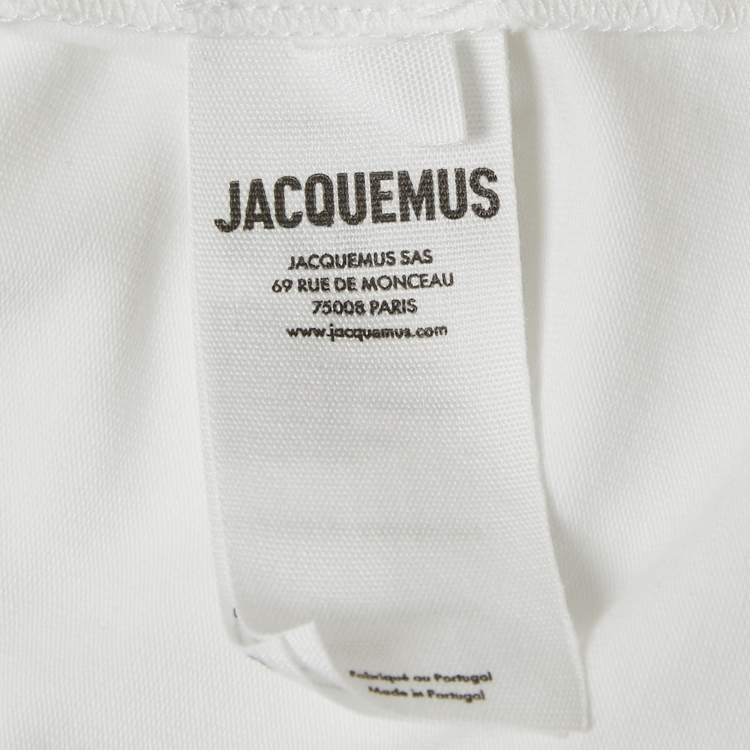 Pre Owned Jacquemus White Cotton Crew Neck Gros Grain T-Shirt XXL