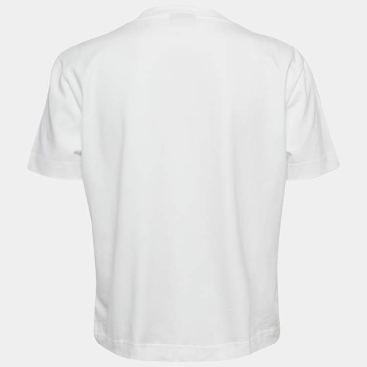 Pre Owned Jacquemus White Cotton Crew Neck Gros Grain T-Shirt XXL
