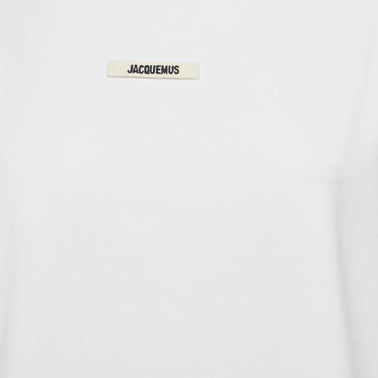 Pre Owned Jacquemus White Cotton Crew Neck Gros Grain T-Shirt XXL