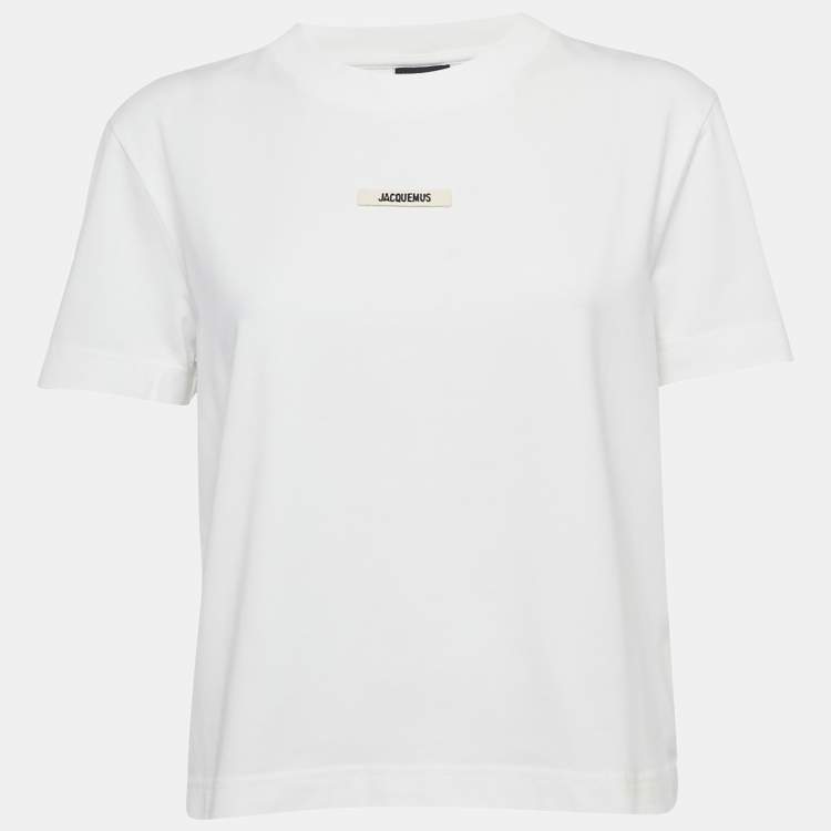 Pre Owned Jacquemus White Cotton Crew Neck Gros Grain T-Shirt XXL